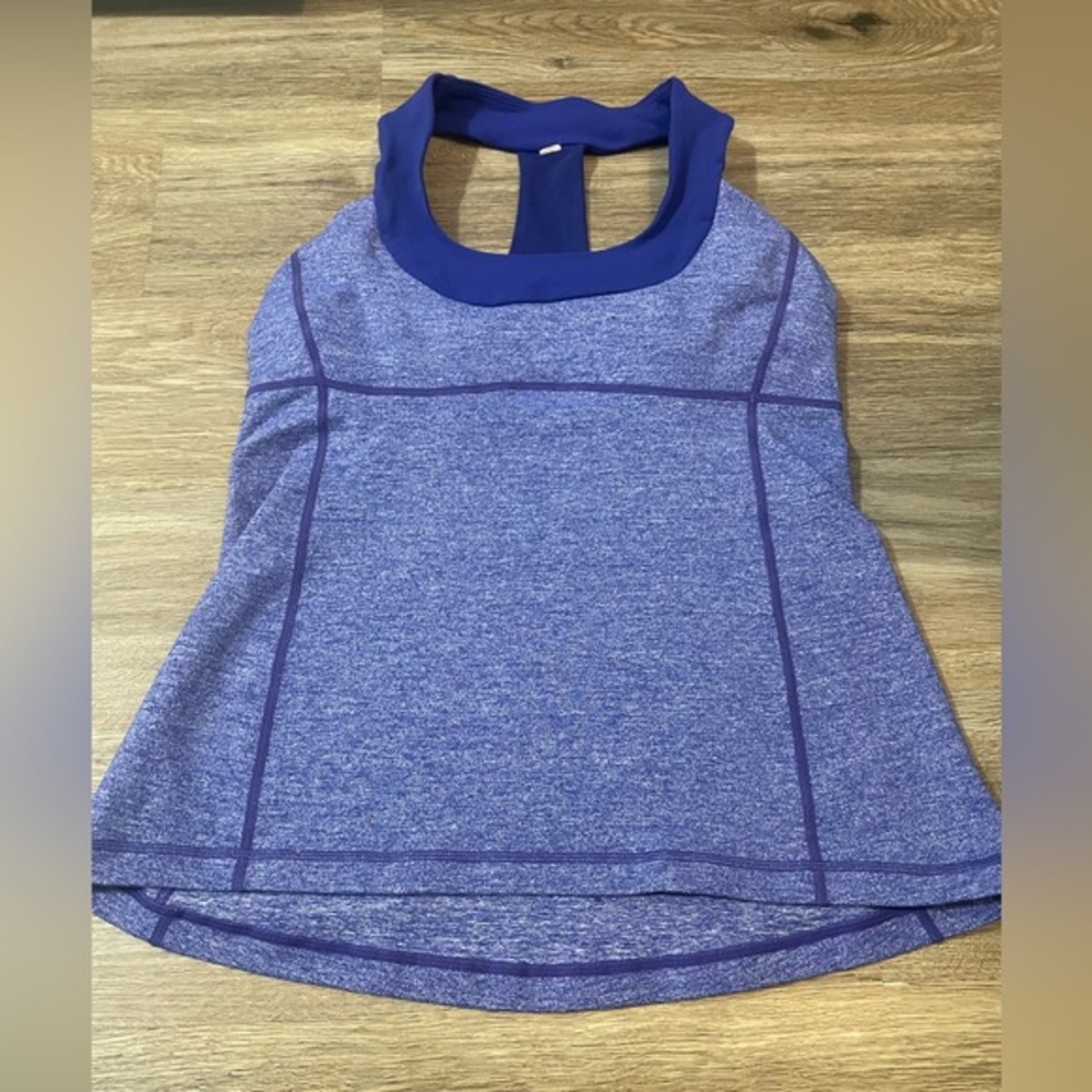 Lululemon Racerback Tback tank for yoga, good for cleavage size 10 purple white